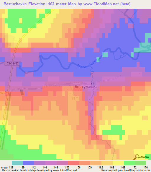 Bestuzhevka,Russia Elevation Map