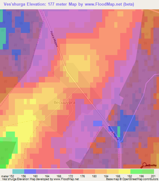 Ves'shurga,Russia Elevation Map