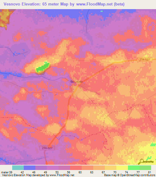 Vesnovo,Russia Elevation Map