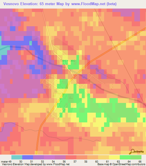 Vesnovo,Russia Elevation Map