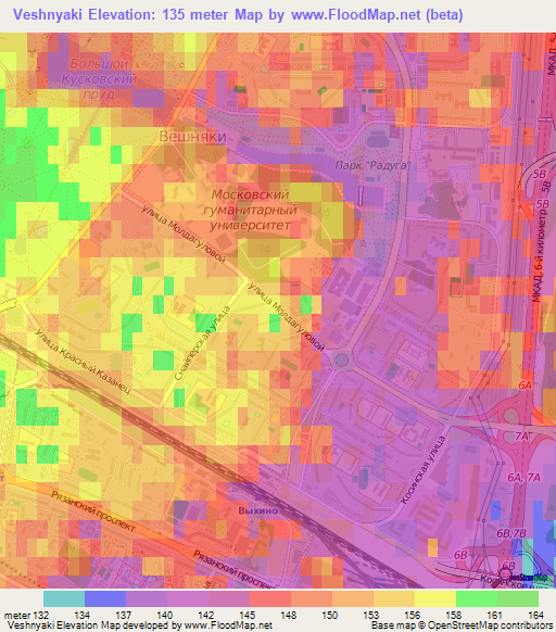 Veshnyaki,Russia Elevation Map