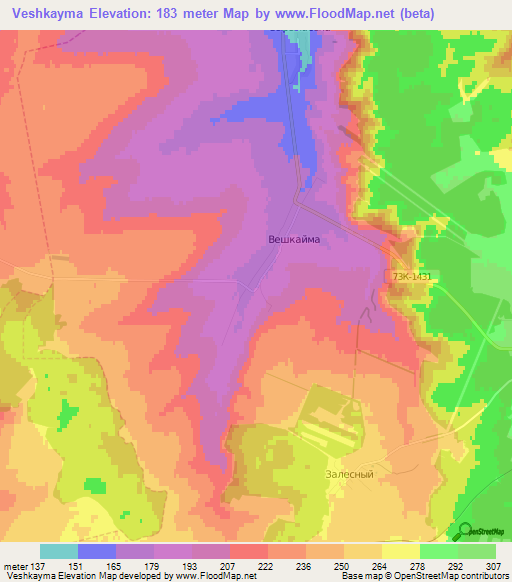 Veshkayma,Russia Elevation Map