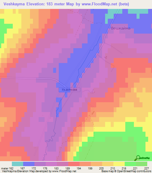 Veshkayma,Russia Elevation Map