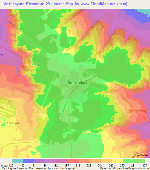 Veshkayma,Russia Elevation Map