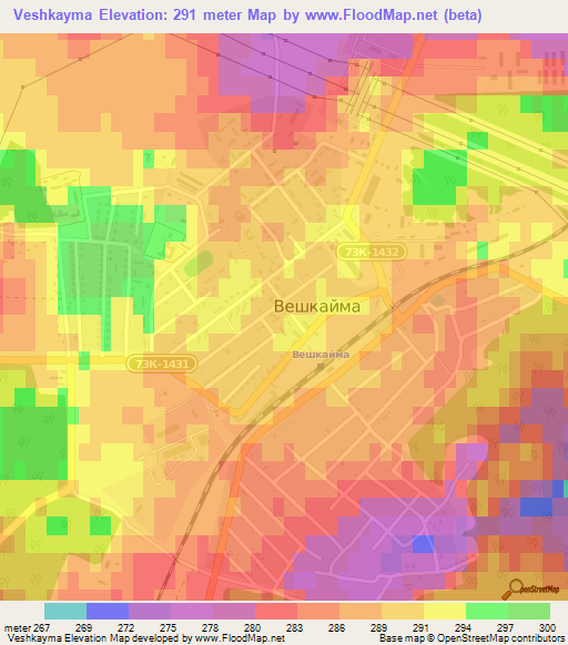 Veshkayma,Russia Elevation Map