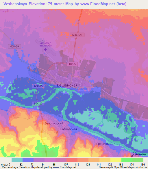 Veshenskaya,Russia Elevation Map