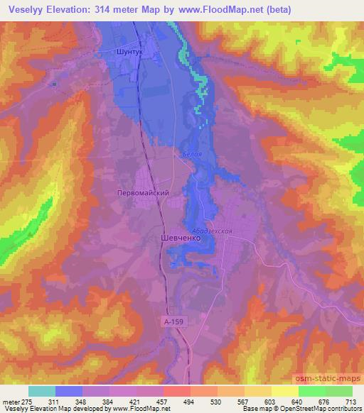 Veselyy,Russia Elevation Map