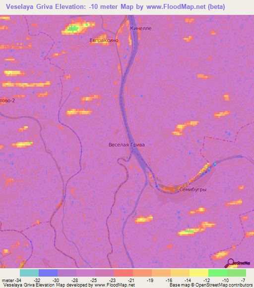 Veselaya Griva,Russia Elevation Map