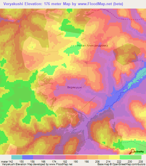 Veryakushi,Russia Elevation Map