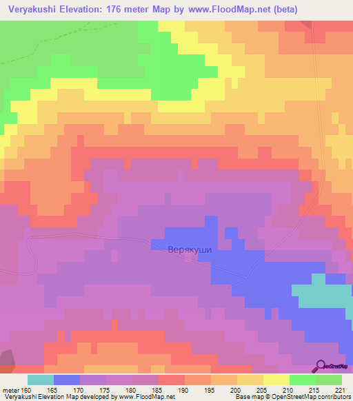 Veryakushi,Russia Elevation Map