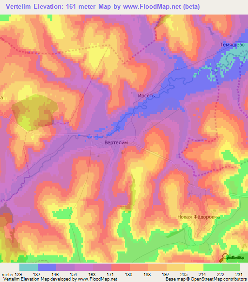 Vertelim,Russia Elevation Map