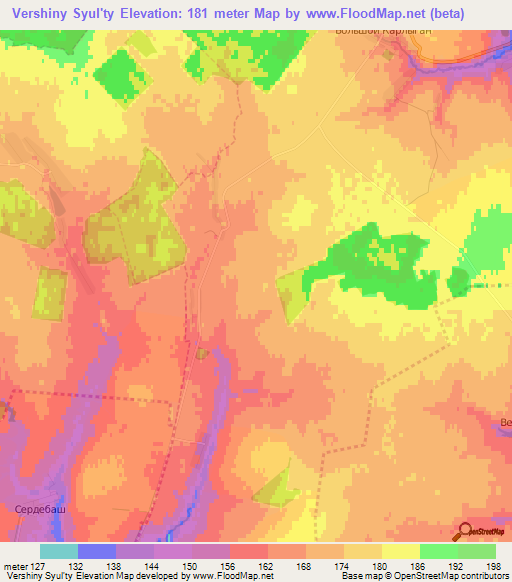 Vershiny Syul'ty,Russia Elevation Map