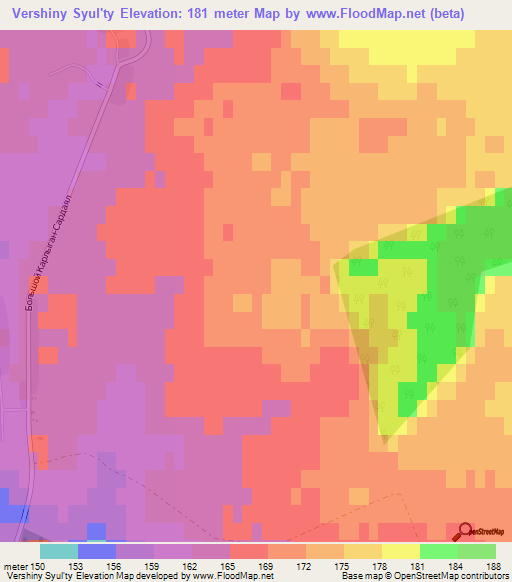 Vershiny Syul'ty,Russia Elevation Map