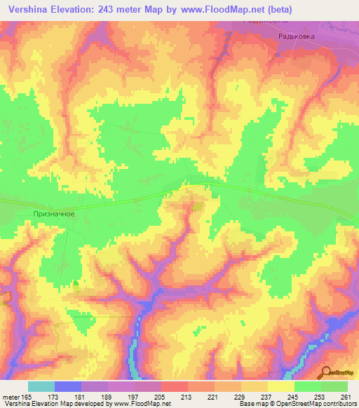 Vershina,Russia Elevation Map