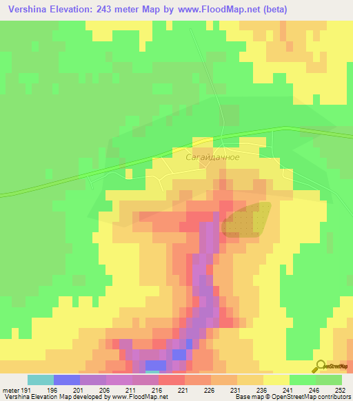 Vershina,Russia Elevation Map