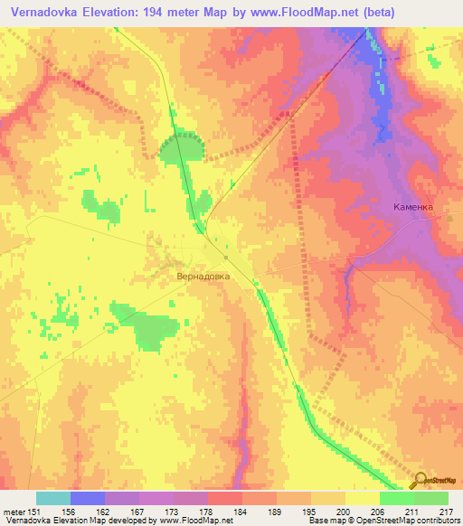 Vernadovka,Russia Elevation Map