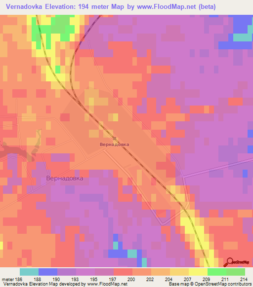 Vernadovka,Russia Elevation Map