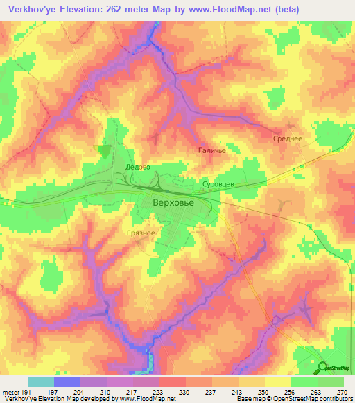 Verkhov'ye,Russia Elevation Map