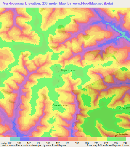 Verkhososna,Russia Elevation Map