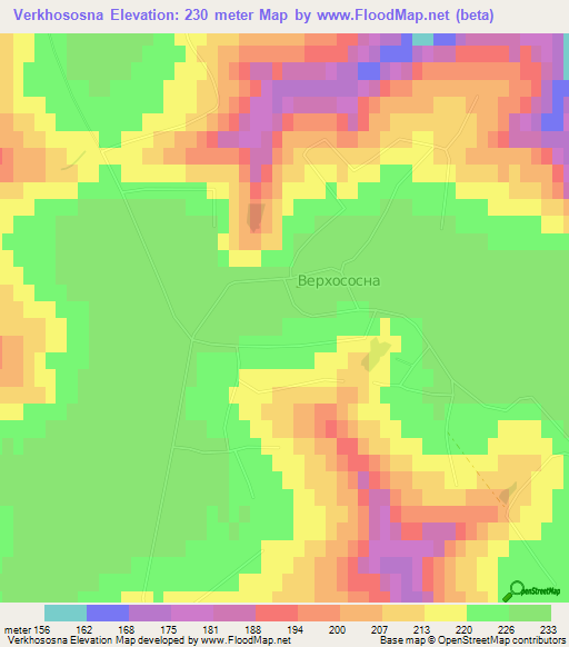 Verkhososna,Russia Elevation Map