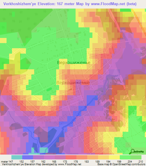 Verkhoshizhem'ye,Russia Elevation Map