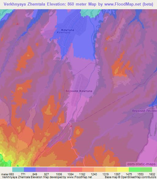 Verkhnyaya Zhemtala,Russia Elevation Map