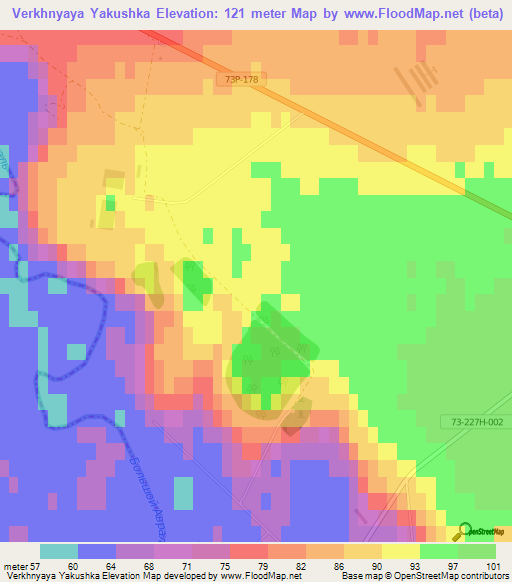 Verkhnyaya Yakushka,Russia Elevation Map