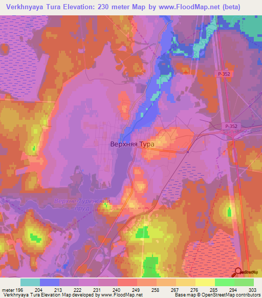 Verkhnyaya Tura,Russia Elevation Map