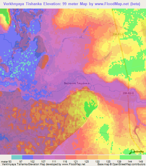 Verkhnyaya Tishanka,Russia Elevation Map