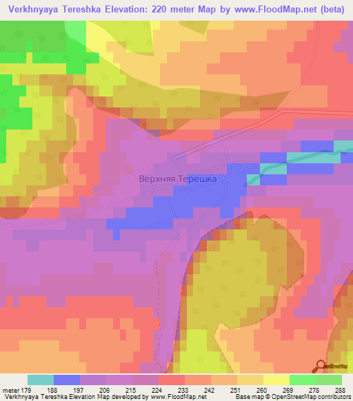 Verkhnyaya Tereshka,Russia Elevation Map