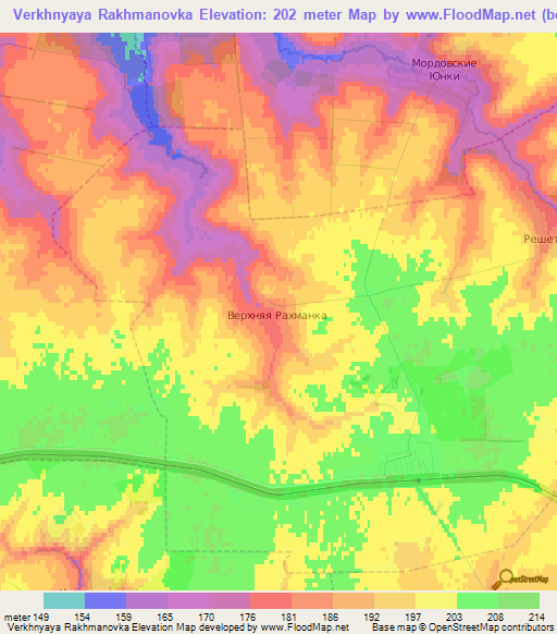 Verkhnyaya Rakhmanovka,Russia Elevation Map