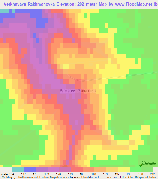 Verkhnyaya Rakhmanovka,Russia Elevation Map