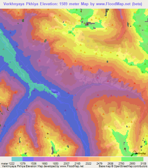 Verkhnyaya Pkhiya,Russia Elevation Map