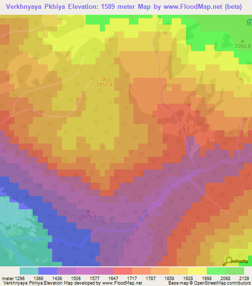 Verkhnyaya Pkhiya,Russia Elevation Map