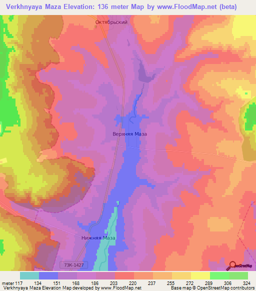 Verkhnyaya Maza,Russia Elevation Map