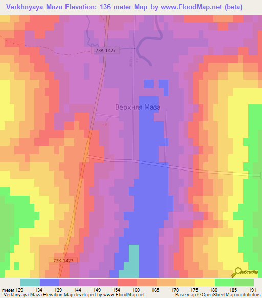 Verkhnyaya Maza,Russia Elevation Map