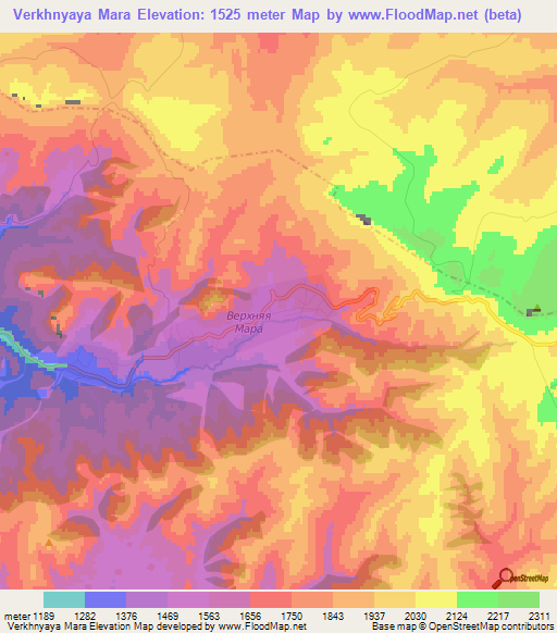 Verkhnyaya Mara,Russia Elevation Map