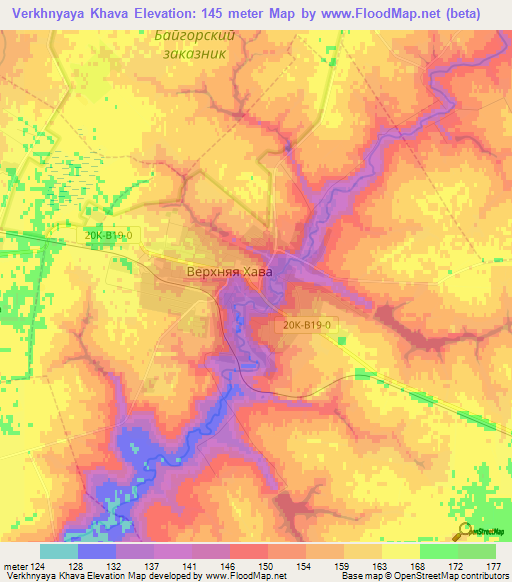 Verkhnyaya Khava,Russia Elevation Map