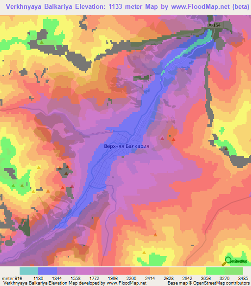 Verkhnyaya Balkariya,Russia Elevation Map