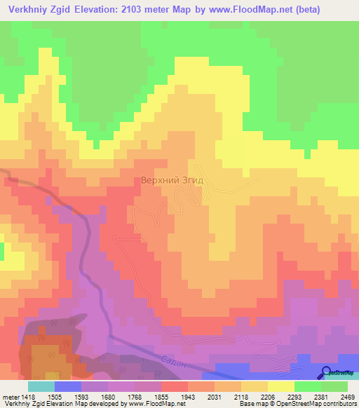 Verkhniy Zgid,Russia Elevation Map