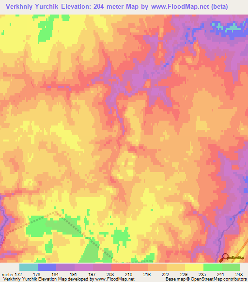 Verkhniy Yurchik,Russia Elevation Map