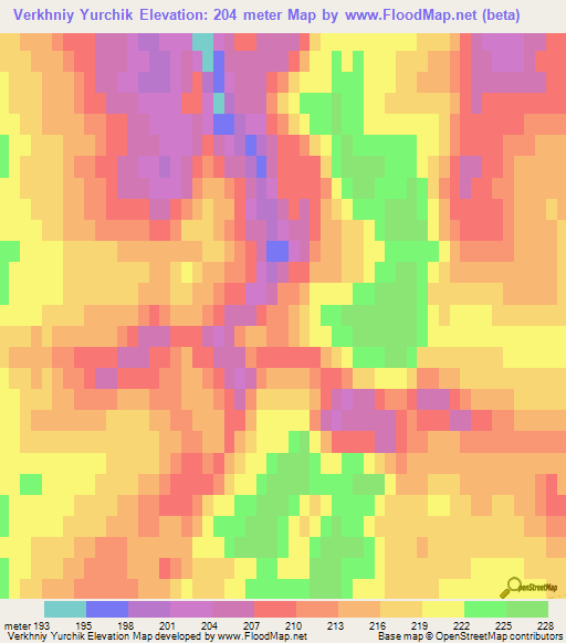 Verkhniy Yurchik,Russia Elevation Map