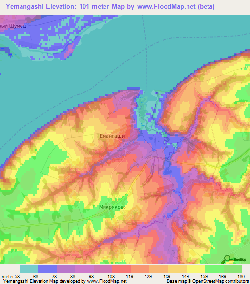 Yemangashi,Russia Elevation Map