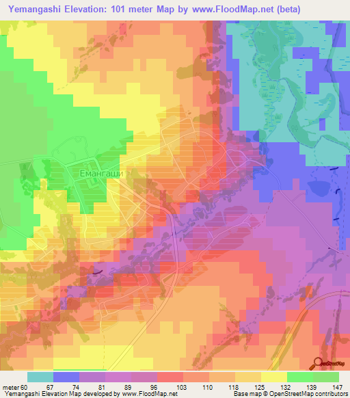 Yemangashi,Russia Elevation Map