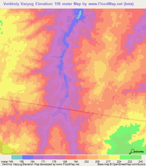 Verkhniy Vazyug,Russia Elevation Map