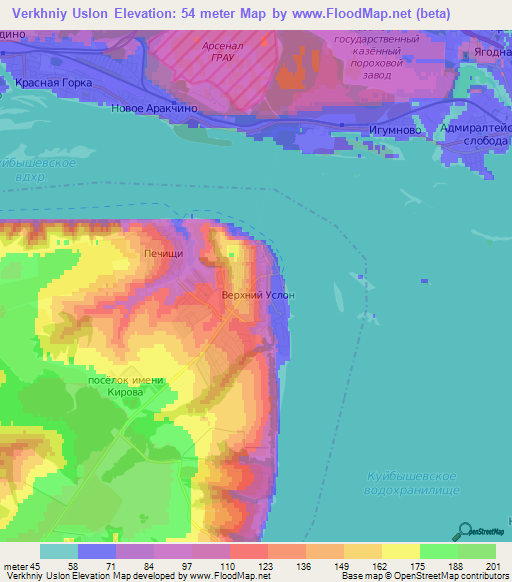 Verkhniy Uslon,Russia Elevation Map