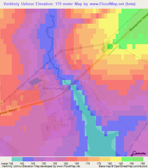 Verkhniy Ushnur,Russia Elevation Map