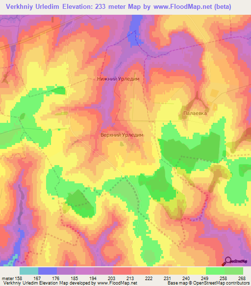 Verkhniy Urledim,Russia Elevation Map