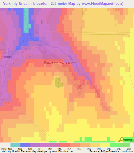 Verkhniy Urledim,Russia Elevation Map