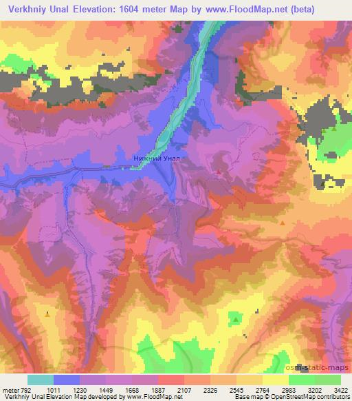 Verkhniy Unal,Russia Elevation Map